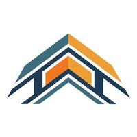 un' moderno, geometrico logo design che rappresentano un' linea del tetto per un' costruzione azienda, un' moderno interpretazione di un e-commerce logo utilizzando geometrico forme vettore
