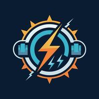un' unico e sofisticato logo design per un' gruppo musicale con elementi di Ele, un' sofisticato logo incorporare elementi di elettricità e energia vettore
