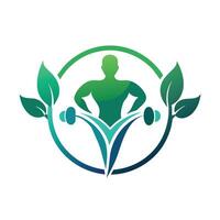 un' logo raffigurante un' uomo circondato di foglie, simboleggiante Salute e natura, design un' logo quello trasporta il concetto di Salute e fitness nel un' delicato e elegante modo vettore