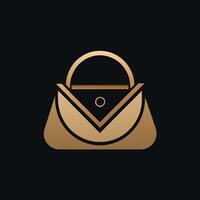 un' minimalista nero e oro logo con un Busta disegno, ispirato di elegante pelle materiali, creare un' minimalista logo ispirato di un' elegante pelle borsetta vettore