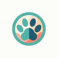 un' cani zampa formatura un' cerchio su un' bianca sfondo, simboleggiante animale domestico adozione agenzia, un' simbolo per un' animale domestico adozione agenzia con un' semplificato zampa Stampa design vettore