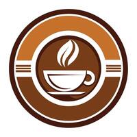 caldo tazza di caffè con crescente vapore, creare un' logo per un' specialità caffè negozio utilizzando solo un' singolo cerchio vettore