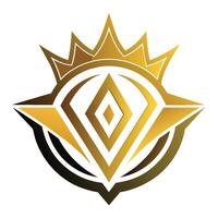 un' premio stile astratto logo con un' oro corona su un' nero sfondo, premio stile astratto oro corona logo simbolo vettore