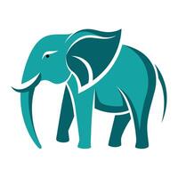 un' moderno concetto design di un' blu elefante in piedi su un' pianura bianca sfondo, semplice elefante logo design con moderno concetto vettore