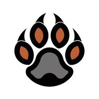 un' nero e arancia lupo zampa Stampa sta su su un' bianca sfondo, un' pulito e semplice logo raffigurante un' di lupo zampa Stampa nel un' delicato e sottostimato maniera vettore