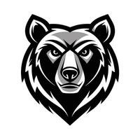 astratto orso testa contro rigido nero e bianca sfondo, astratto orso testa nel nero e bianca, minimalista semplice moderno logo design vettore