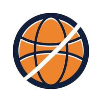 cartello indicando no pallacanestro è permesso, isolato su un' bianca sfondo, un' minimalista design con un' pallacanestro, minimalista semplice moderno logo design vettore