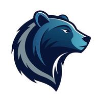 profilo di un' moderno blu e grigio orso testa contro un' bianca sfondo, orso profilo nel un' elegante e moderno stile, minimalista semplice moderno logo design vettore