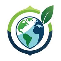 logo di un' azienda con un' verde foglia su superiore, simboleggiante natura e sostenibilità, mestiere un' semplice logo quello trasporta il Messaggio di proteggere nostro pianeta vettore