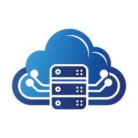 illustrazione di Due server connesso per un' nube, raffigurante nube calcolo infrastruttura, design un' semplice e elegante logo per un' nube calcolo piattaforma vettore
