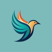 un' vivace uccello logo sta su contro un' blu sfondo nel un' minimalista e semplice disegno, logo uccello icona templet , minimalista semplice moderno logo design vettore