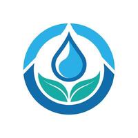 minimalista logo design nel blu e verde colori con un' acqua gocciolina simbolo per un' beneficenza dedito per acqua conservazione, creare un' minimalista simbolo per un' buongustaio cibo consegna servizio vettore