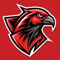 rosso e nero falco logo su un' solido rosso sfondo, rosso falco logo, Impressionante illustrazione vettore