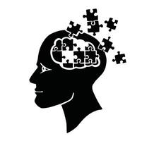 silhouette simbolo mosaico cervello illustrazione vettore