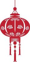 asiatico Cinese tradizionale lanterna rosso colore solo vettore