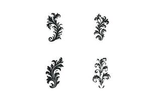 acanto nero silhouette impostare, decorativo ornamento elemento silhouette fascio vettore