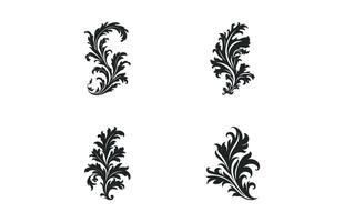 acanto nero silhouette impostare, decorativo ornamento elemento silhouette fascio vettore