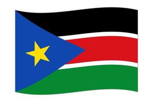 agitando bandiera di il nazione Sud Sudan. illustrazione. vettore