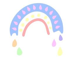 carino infantile illustrazione con astratto pastello colore arcobaleno. a strisce arco nel scandinavo boho stile. mano disegnato isolato su bianca sfondo per bambino doccia, manifesto, invito, cartolina. vettore