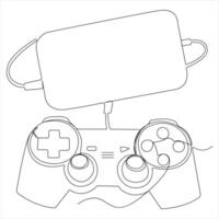 singolo linea continuo disegno di gioco controllore joystick o gamepad schema illustrazione vettore