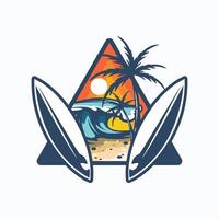 Surf club emblema logo. fare surf illustrazione design ispirazione vettore