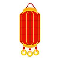 Cinese rosso carta lanterna, ricorda di culturale ricchezza e festivo atmosfera. un' festivo Festival per bene fortuna. allungata rettangolare con monete. Luna Festival,. isolato illustrazione vettore