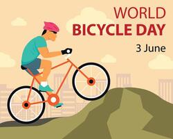 illustrazione grafico di un' ciclista è attraversamento un' montagna strada, Perfetto per internazionale giorno, mondo bicicletta giorno, celebrare, saluto carta, eccetera. vettore
