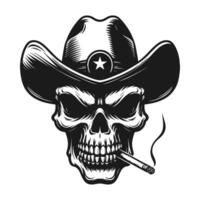 fumo cowboy cranio silhouette per Stampa design vettore