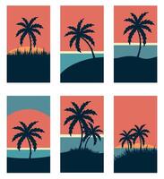 impostato di verticale sociale media estate storie modelli. tropicale paesaggio e tramonto estate. vettore