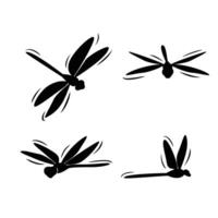 libellula silhouette. bellissimo insetto cartello e simbolo. vettore