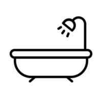semplice vasca da bagno icona con doccia. fare il bagno. vettore