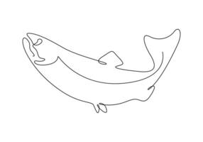 continuo uno linea disegno di salmone per pesca logo identità premio illustrazione vettore