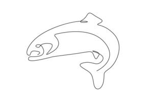 continuo uno linea disegno di salmone per pesca logo identità premio illustrazione vettore