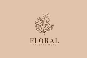 floreale foglia logo minimalista mano disegnato concetto per attività commerciale bellezza moda femminile giardino con Vintage ▾ stile vettore