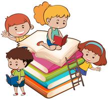 I bambini con il libro vettore