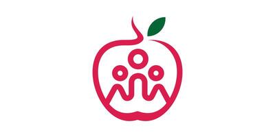 creativo logo design per Mela e le persone, famiglia, compagno, frutta, fresco, logo design modello icona, , creativo idea. vettore