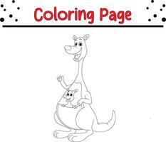 canguro madre con sua bambino colorazione pagina per bambini vettore