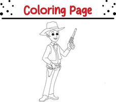 cowboy Tenere pistola colorazione pagina per bambini vettore