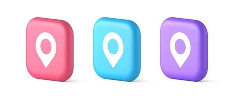 GPS carta geografica perno Posizione servizio pulsante applicazione direzione distanza pointer 3d realistico icona vettore