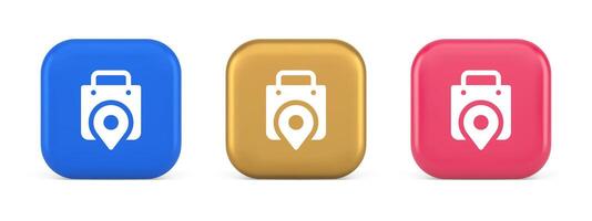 negozio Posizione carta geografica perno con shopping Borsa pulsante ragnatela App design realistico icona vettore