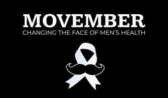 Movember mutevole il viso di Uomini Salute consapevolezza mese sfondo illustrazione vettore