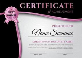 certificato diploma modello nel rosa vettore