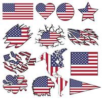 impostato di americano bandiera design gruppi vettore