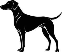 nero e bianca silhouette di un' a caccia cane in piedi vettore