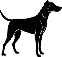 nero e bianca silhouette di un' a caccia cane in piedi vettore