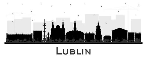 Lublino Polonia città orizzonte silhouette con nero edifici isolato su bianca. Lublino paesaggio urbano con punti di riferimento. attività commerciale e turismo concetto con moderno e storico architettura. vettore