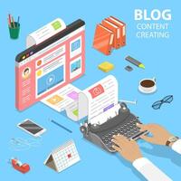 isometrico piatto concetto di creativo attività commerciale blogging. vettore