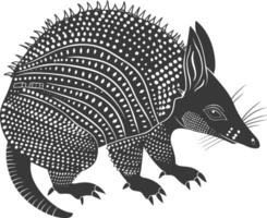 silhouette armadillo animale nero colore solo pieno corpo vettore