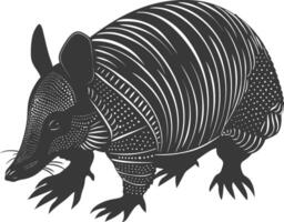 silhouette armadillo animale nero colore solo pieno corpo vettore