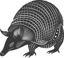 silhouette armadillo animale nero colore solo pieno corpo vettore